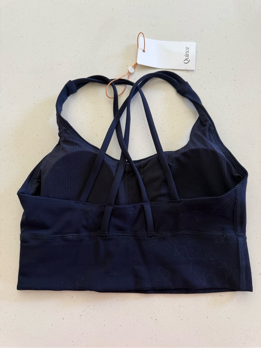 Quince Navy Blue Strappy Cross-Back Sports Bra - Picture 2 of 3
